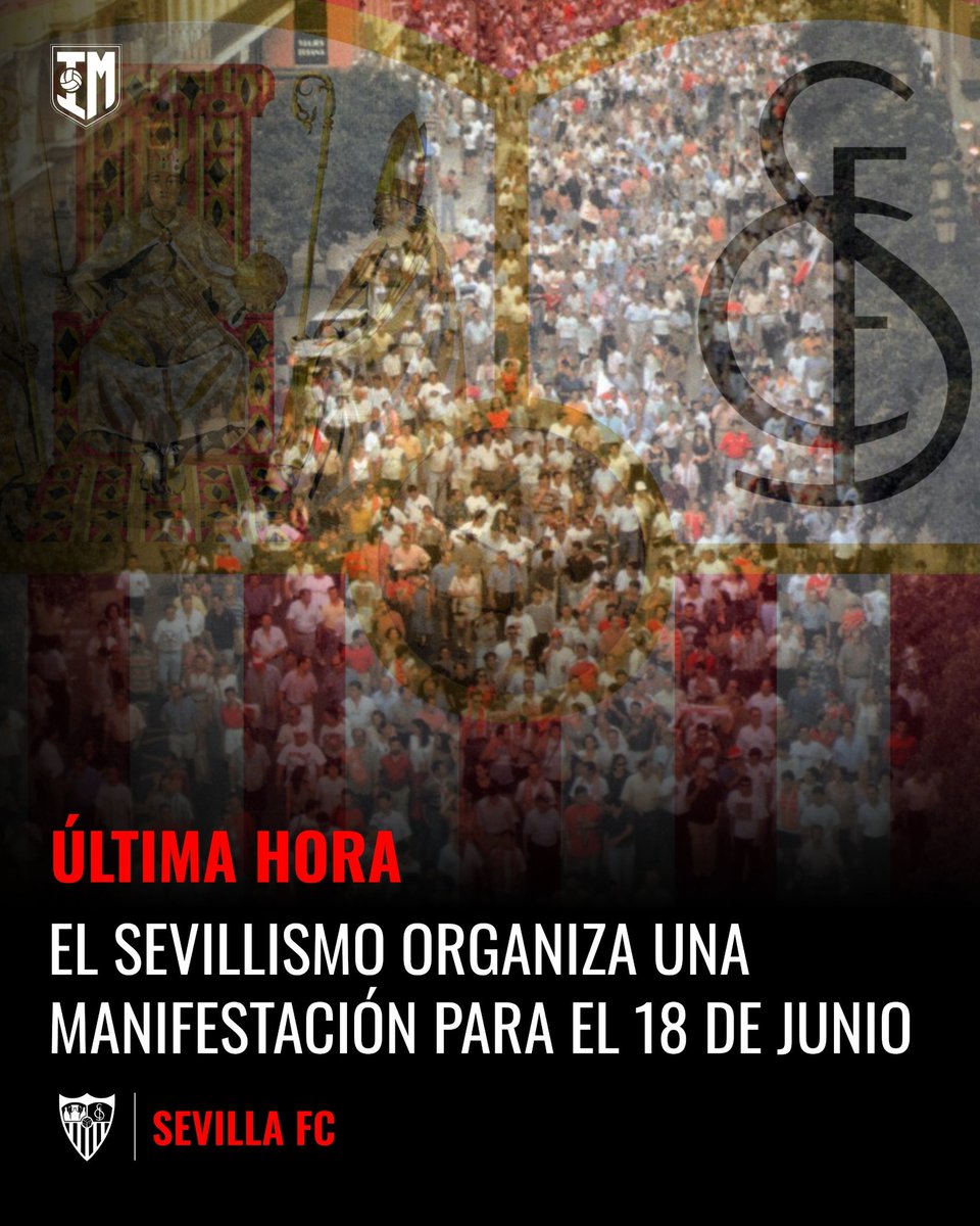 infomorrocotudo's tweet photo. 🔴‼️El sevillismo convoca una manifestación para el 18 de junio.

👉🏻 Al igual que el año pasado, se hace para protestar contra la directiva y la venta fallida del club.

🤔 ¿Opiniones? https://t.co/8CSCYxmaBX