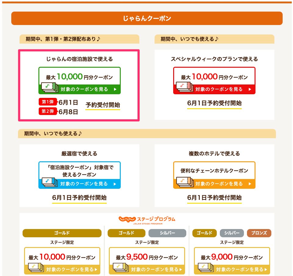 Travelersnavi's tweet photo. じゃらんスペシャルウィーク第2弾、「じゃらんの宿泊施設で使える」（全宿泊施設）宿泊最大10,000円OFFクーポン、6月8日10:00から配布。
https://t.co/0BbhauCVoz https://t.co/YlvHGsEbBx
