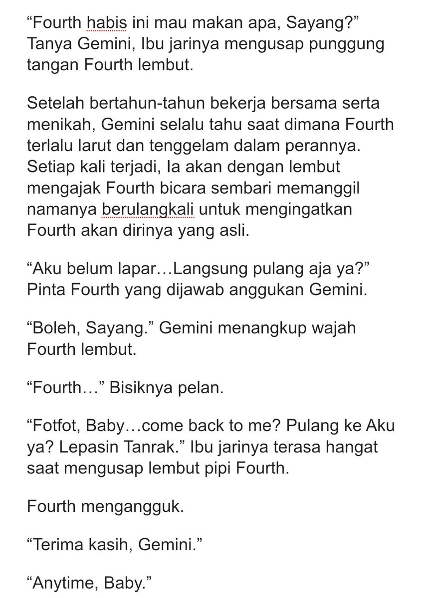 pipipinkfourth's tweet photo. Geminifourth AU 

“Fourth, Pulang ke Aku ya? Lepasin Tanrak.” 

Fourth yang terlalu larut menjadi Tanrak, Suami serta putra kecil mereka yang selalu mengingatkannya untuk pulang. 

Dia bukan Tanrak, Dia suami Gemini dan papa Loui❤️ https://t.co/PWAREOdeUV