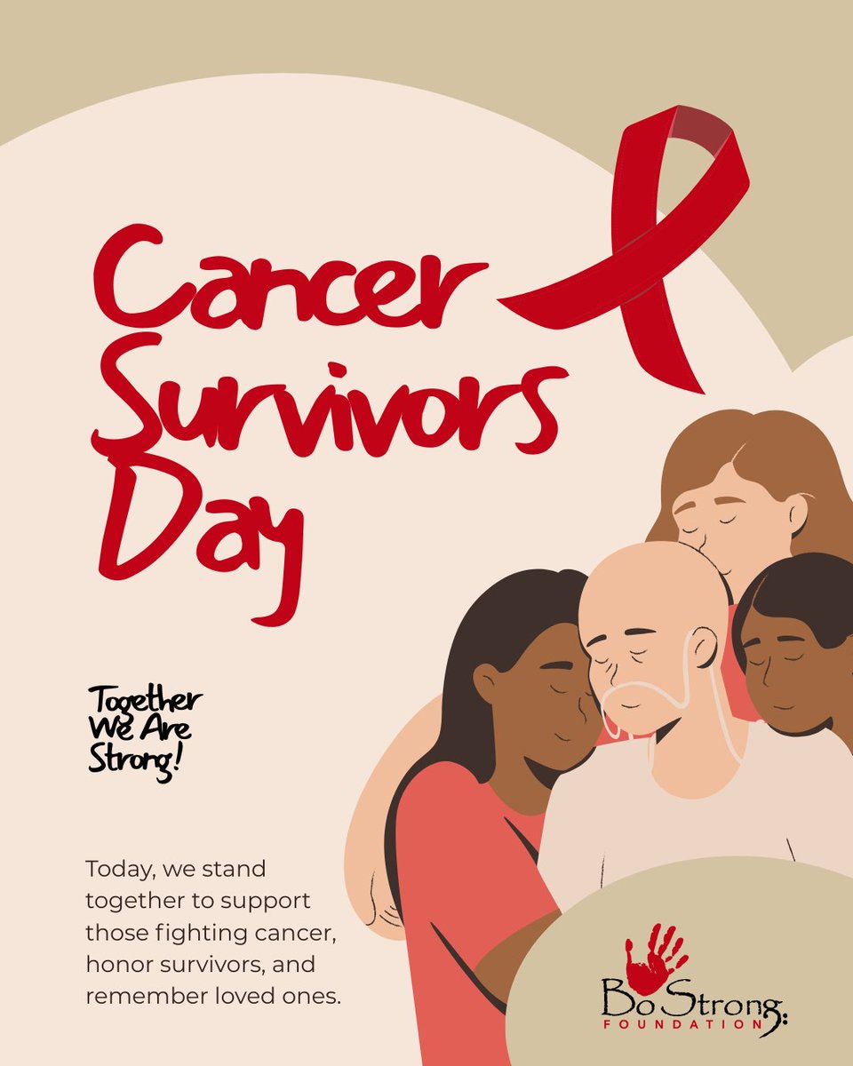 BoStrongFdn's tweet photo. On National Cancer Survivors Day, we celebrate every survivor’s journey—those in treatment, those beyond it, and the loved ones walking beside them. Your courage continues to inspire us!

#NationalCancerSurvivorsDay #CancerSurvivor #HopeAndHealing #BoStrongFoundation https://t.co/G1J5zDXZup
