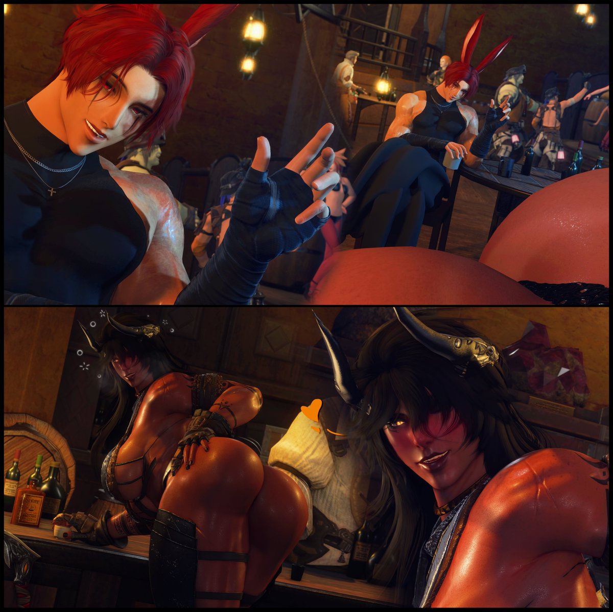 roegabev's tweet photo. Bev caught Ren lookin and after a little wigglin', she had right where she wanted him. 

Specifically rearranging her guts. 😏

w/ @Ethyrienx 😘!
#BevLewds https://t.co/uFwd74egsx