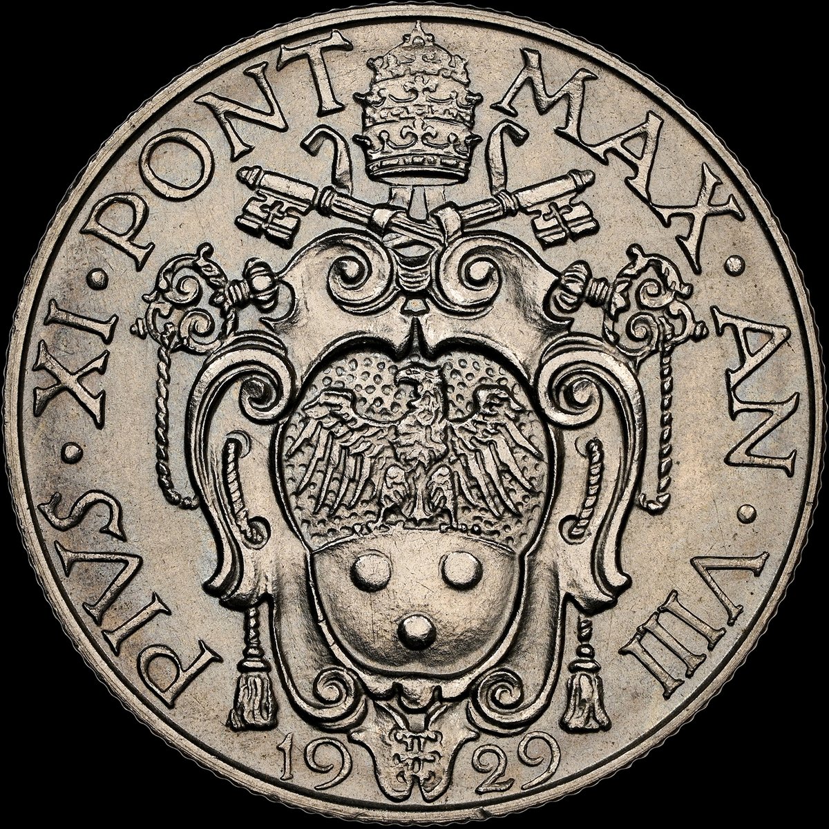 NGCcoin's tweet photo. Coin of the Day: On this day in 1929, Vatican City came into existence with official recognition from the Italian government. This Vatican City Nickel 50 Centesimi dates to that year. See the designs of eight other denominations that accompanied it: https://t.co/GOFlxfmpmP https://t.co/easc9IiO2i