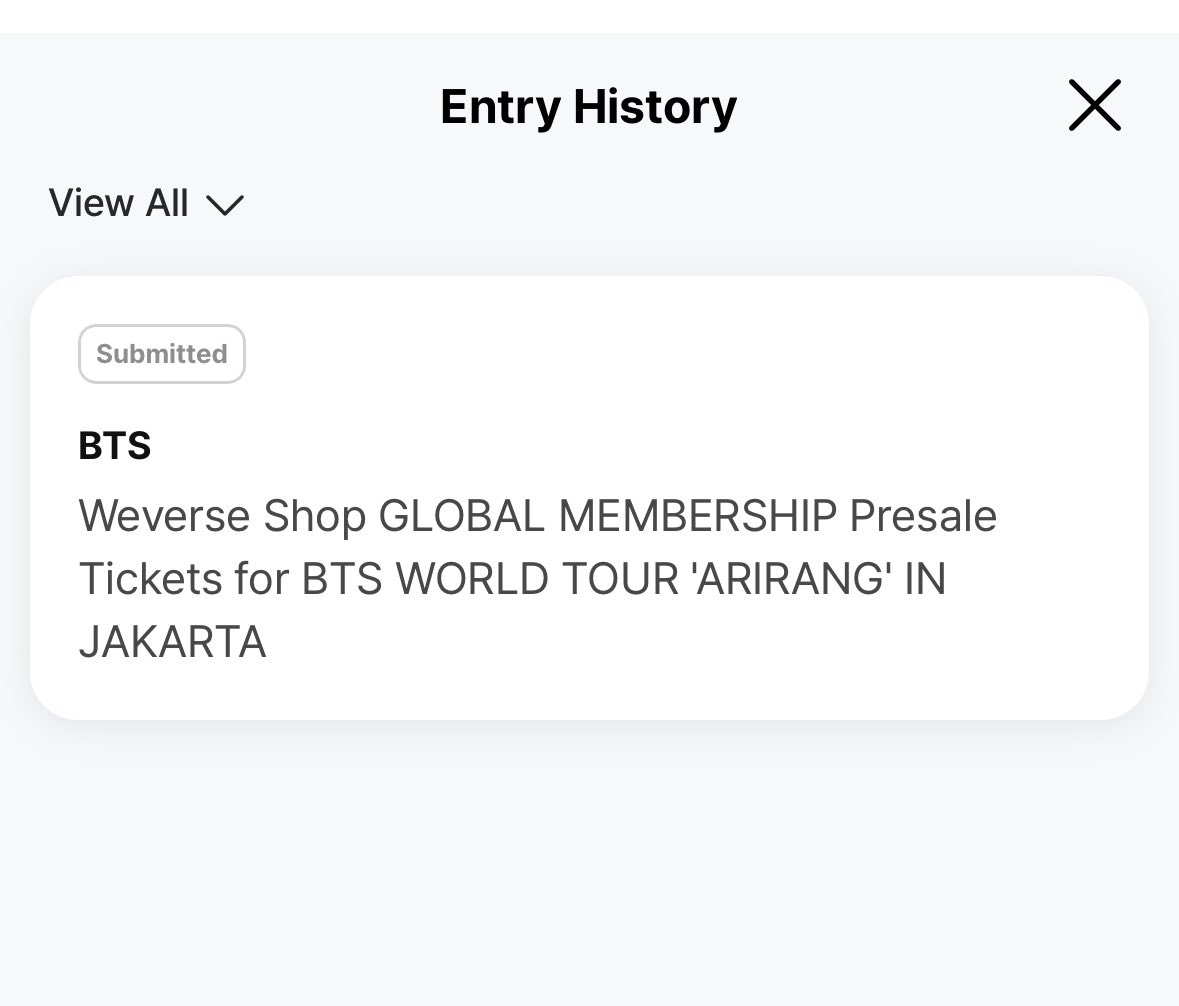 rdida_'s tweet photo. open to rent
army membership weverse for BTS WORLD TOUR ARIRANG IN JAKARTA

ready 1 code ✅

wtr wts wtb bts weverse wv jkt https://t.co/20uH9HqBhU