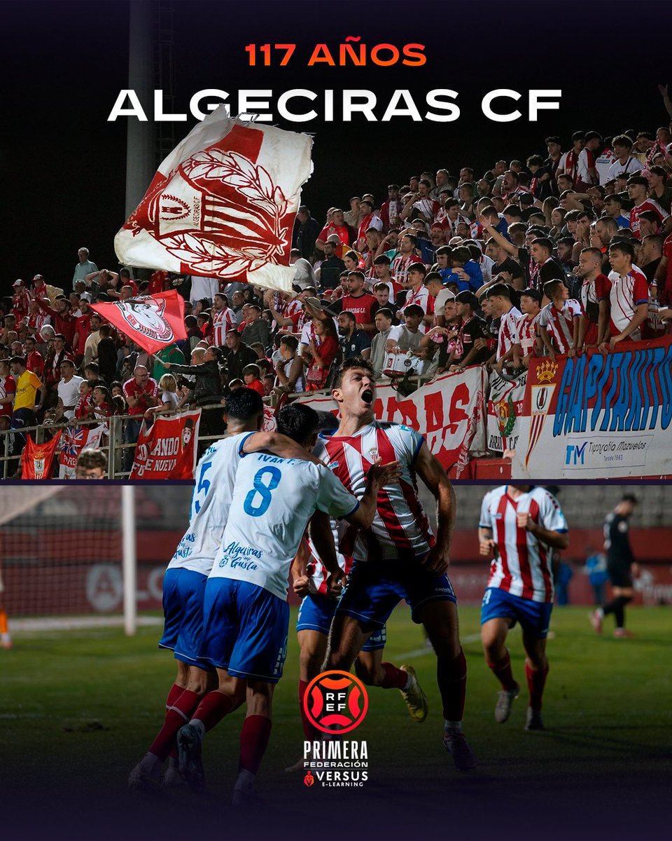 Primera_RFEF's tweet photo. 🔙 Hace 117 años nació una pasión teñida de rojo y blanco.

¡Por muchos más, @AlgecirasCF!

#PrimeraFederación | #VersusELearning https://t.co/XOTCPNYv2M