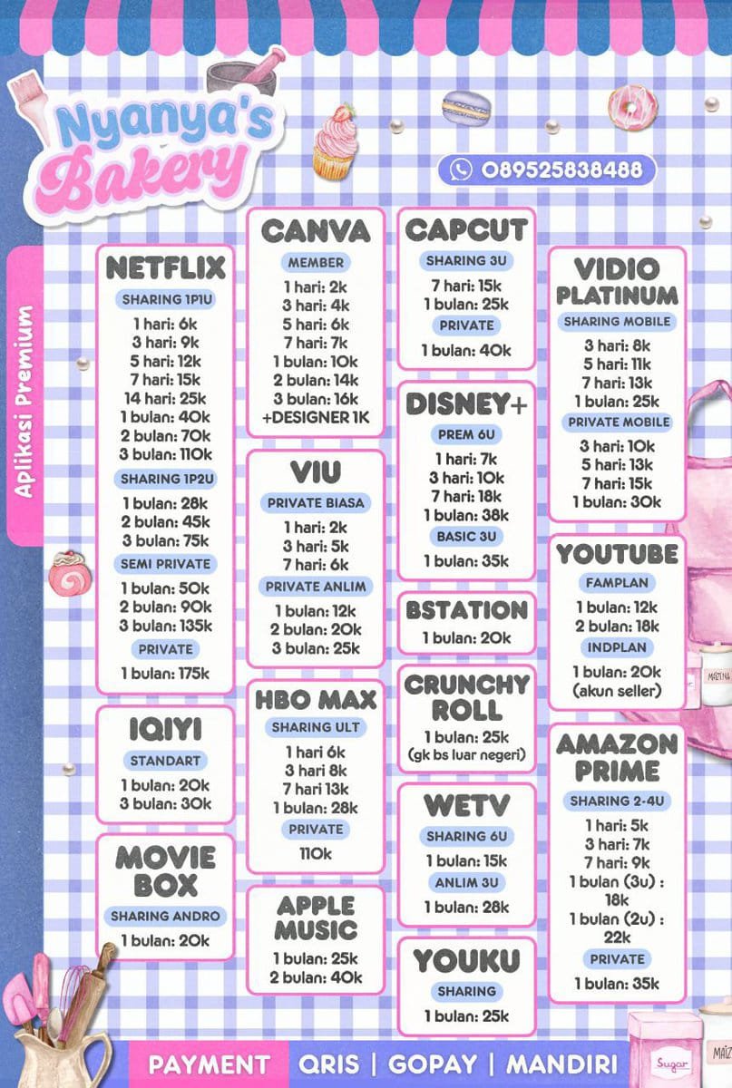 odriguet's tweet photo. WTS JUAL NONTON SEWA LANGGANAN AKUN WTB BELI MURAH GARANSI SNK SATSET 

CANVA YOUTUBE
NETFLIX DISNEY
APPLE MUSIC VIDIO 
VIU WETV
IQIYI BSTATION 
CRUNCHYROLL YOUKU 
CAPCUT MOVIEBOX ANDRO
AMAZON PRIME HBO MAX

order : https://t.co/QtSUL50xLG

#zonauang #zonajajan
kecoa https://t.co/jVm0wyhdVb