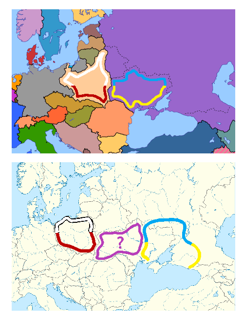 Hlib_Koss's tweet photo. @Borbo03 Moving Ukraine to the right and Poland to the left to create space for some secret new european country https://t.co/2q9zNoOumB
