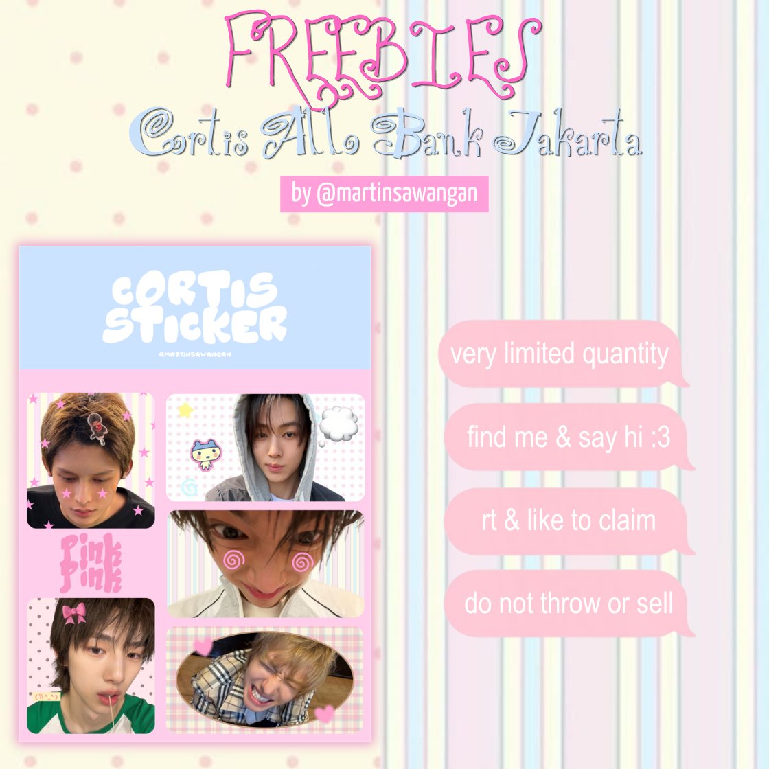 martinsawangan's tweet photo. Cortis Allo Bank Freebies 
by @martinsawangan 🪽

🪷 rt and like this post are very appreciated 
🪷 please say hi if you see me :3
🪷 what you will get? 1 sticker sheet a6 cortis
🪷 do not throw or sell 

see you coerdeul! 💗 https://t.co/sYQ56Yt7w9