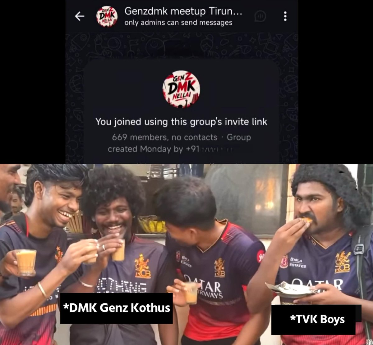 heypriyanshere's tweet photo. TVK Boys joined in DMK GenZ group as HamZa 🤣🤣

Full fun pannitu irukanga DMK group la 😹😹😹 https://t.co/yRzWvB1enO