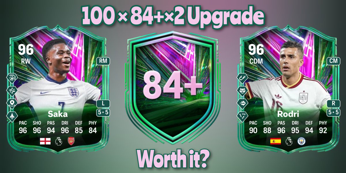 TradingEi's tweet photo. 🟢100 × 84+×2 - Worth it🤔?🟢

💚+🔁 appreciated

All important statistics and all my pulls in the Thread👇

Including a comparison with the 83+ Summer Pick Thread result⚔️

1/13 https://t.co/DHJkJqeFwF