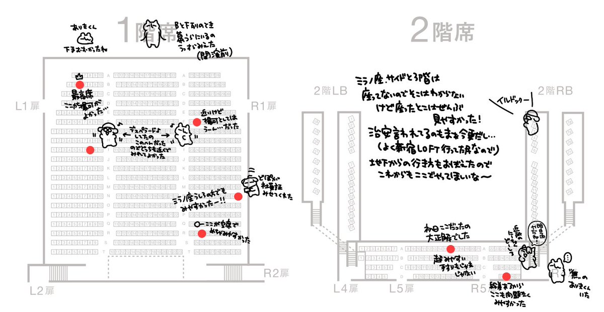 as_sumeshi's tweet photo. もう2ヶ月経とうとしてるけど記憶のあるうちに今更ながらミラノ座座席所感！今後ミラノ座でなんか舞台あったときにこの辺の見え方どうだったけな～って自分で見返す用ですが何かしら参考になれば　また行きたいな～
座席表公式サイトから引用しています🙇‍♀️ https://t.co/5FWpDv8zK4