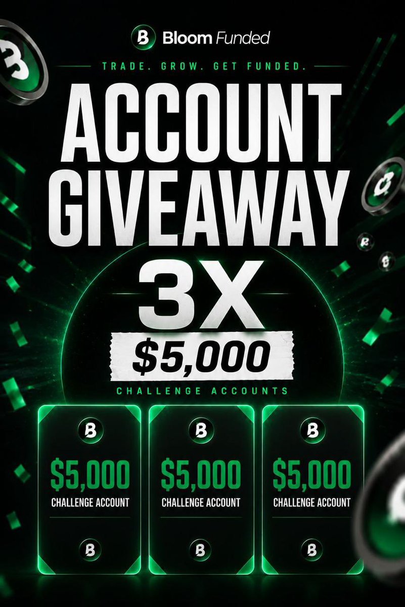 zackstech6776's tweet photo. 💚 Trade. Grow. Get Funded.

🎁 We’re giving away:

🏆 3 × $5,000 Challenge Accounts

Think you’ve got what it takes?

Follow @bloomfunded @zackstech6776 , repost, and tag your trading crew for a chance to win! 🚀

are you a synthetic trader if yes then bloom funded is for you 
https://t.co/4waxi7m4UV