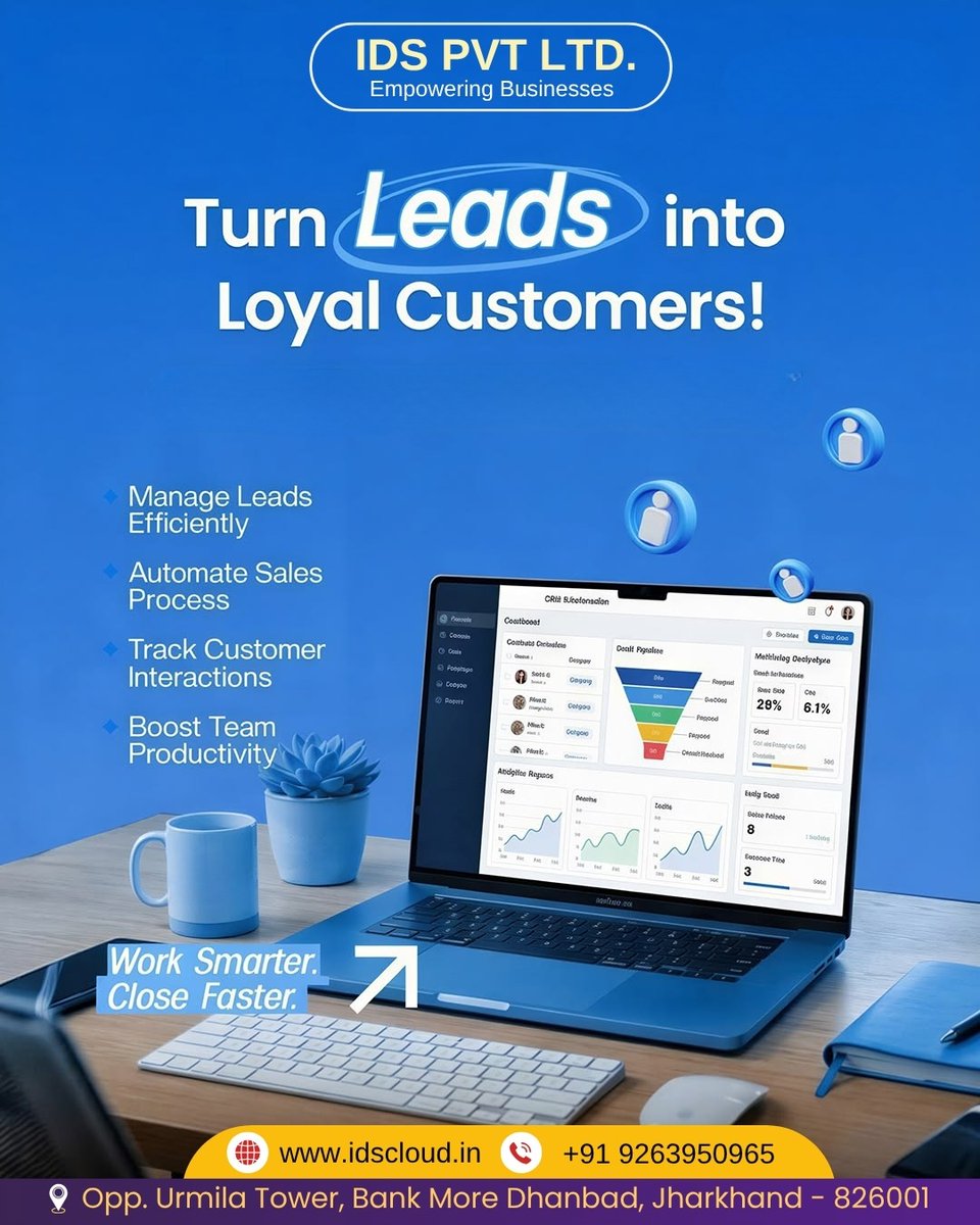 idspvtltd's tweet photo. Turn leads into loyal customers. Efficiently manage leads, automate your sales process, and boost team productivity with IDS PVT LTD. 💼📈
Work Smarter. Close Faster. 👇
🌐 https://t.co/yXv0MYqKYP | 📞 +91 9263950965
#CRM #SalesProcess #BusinessGrowth #Automation #Dhanbad https://t.co/wUFj0PXZ87