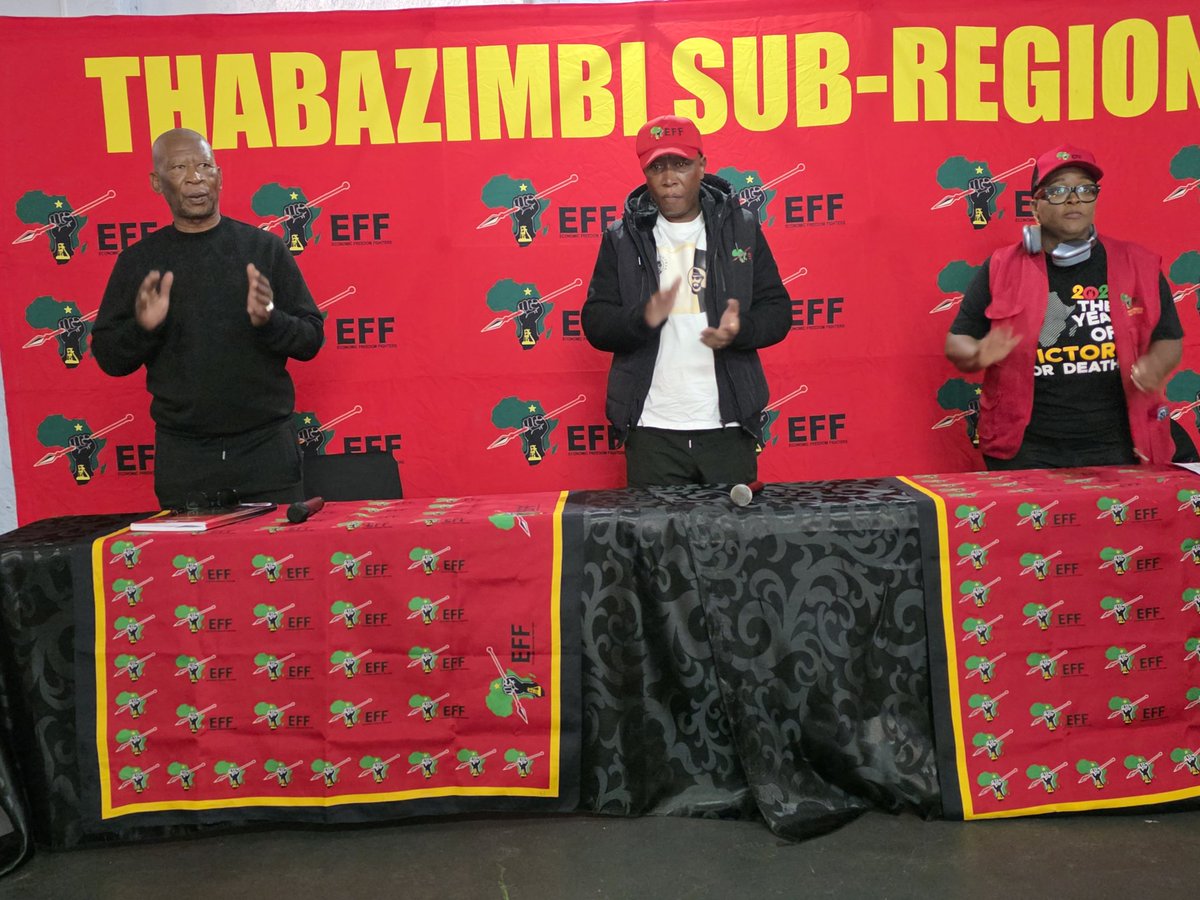 EFF_Limpopo's tweet photo. ♦️Ground Forces Forum♦️

The President and Commander In Chief Julius Sello Malema addressed the Thabazimbi Ground forces Forum held at African Lodge, Thabazimbi Sub-Regional. 

#registertovoteeff.org.za. https://t.co/MVNPkXZ8EQ