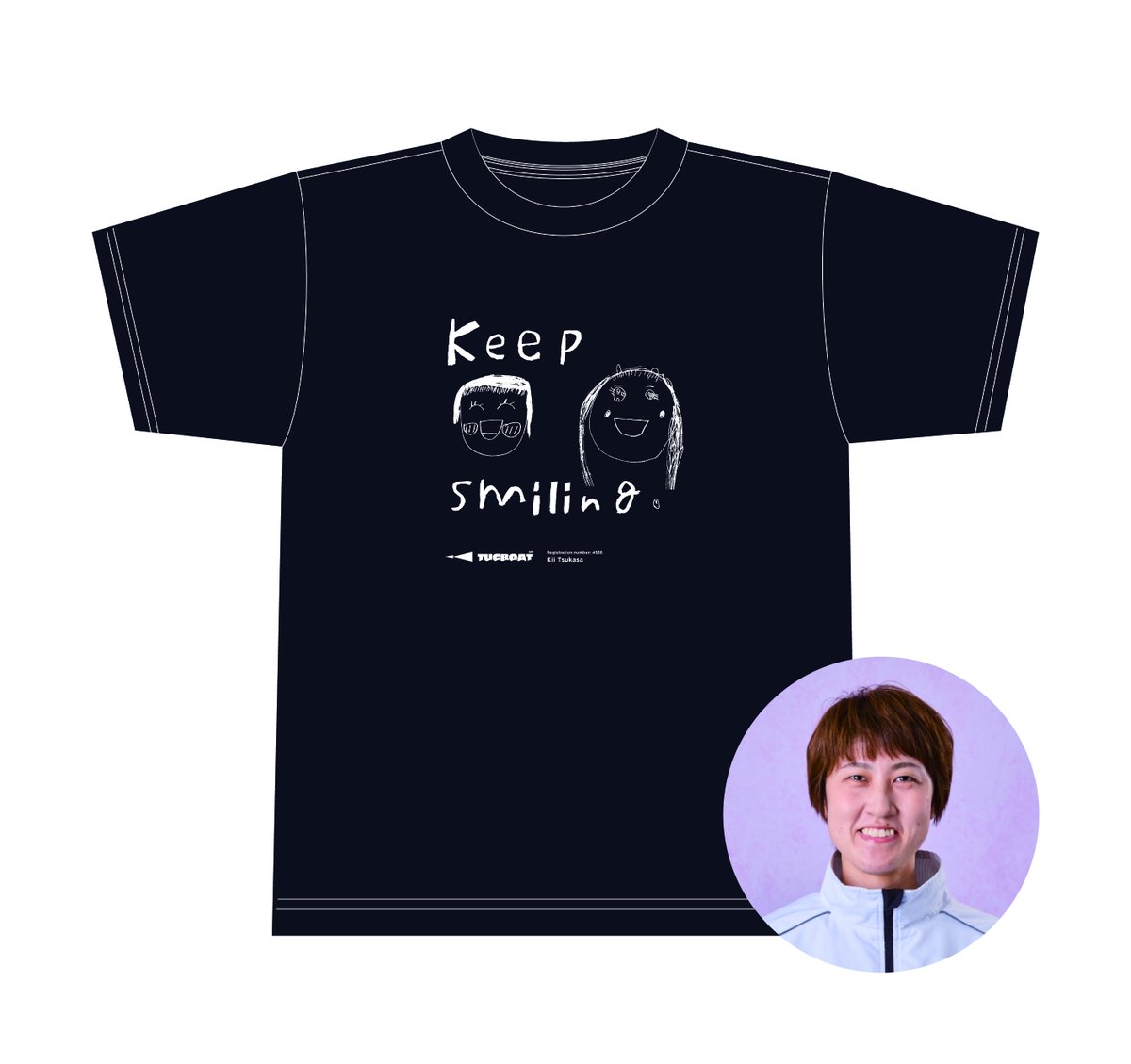 tugboat_project's tweet photo. 喜井つかさ選手デザイン チャリT-shirt
「いつも笑顔で前向きに、みんながなれたらいいな」
そんな喜井選手の想いが込められた一枚✨

利益は全て、子どもたちを支える団体や施設へ寄付させていただきます。

受注期間：6月30日まで
ご購入はココから👉https://t.co/ZqrFiYSDFD https://t.co/0erIa6uDfK