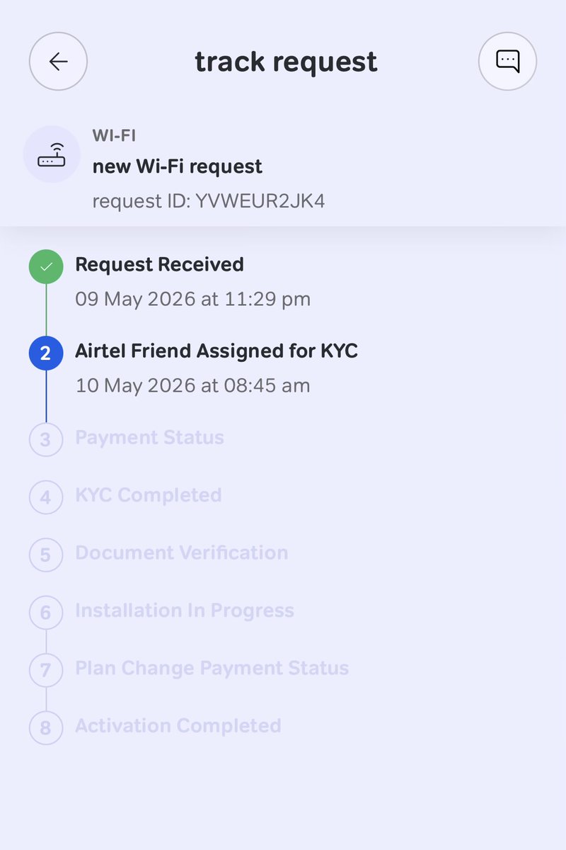 arjits10's tweet photo. @Airtel_Presence I have created this request by mistake please cancel this request. I already have an Airtel WiFi connection. There is no option to cancel from the app https://t.co/mkE3yn4tZi