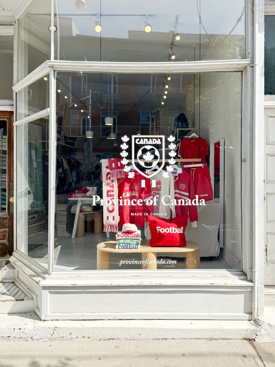 ProvinceCanada's tweet photo. ⚽️Canada Football Club collection available at both locations. 1004 Queen St. E. &amp; 104 Ossington Ave, both open everyday 10am to 6pm. https://t.co/NwsOejihN1 https://t.co/qSKNN9IA7p