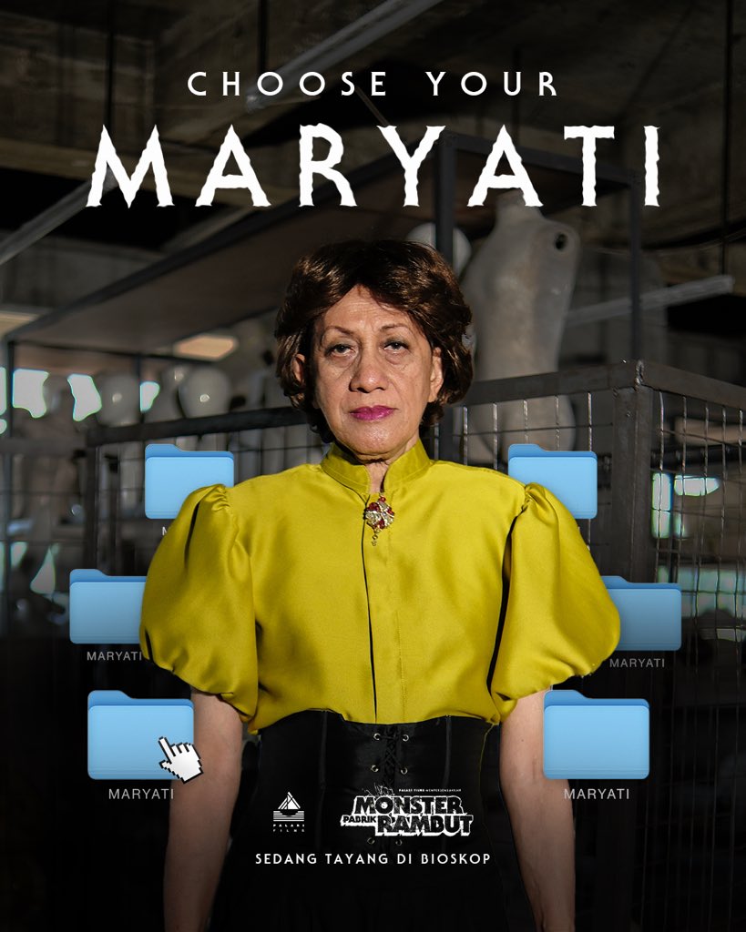 PalariFilms's tweet photo. Dari semua wajah dan penampilan sebagai atasan yang penuh misteri, Maryati mana yang akan kamu pilih?

Cari tahu rahasia yang disimpan Maryati (Didik Nini Thowok) di bioskop. Beli tiketnya sekarang.

#MonsterPabrikRambut https://t.co/tawhMWH8y2