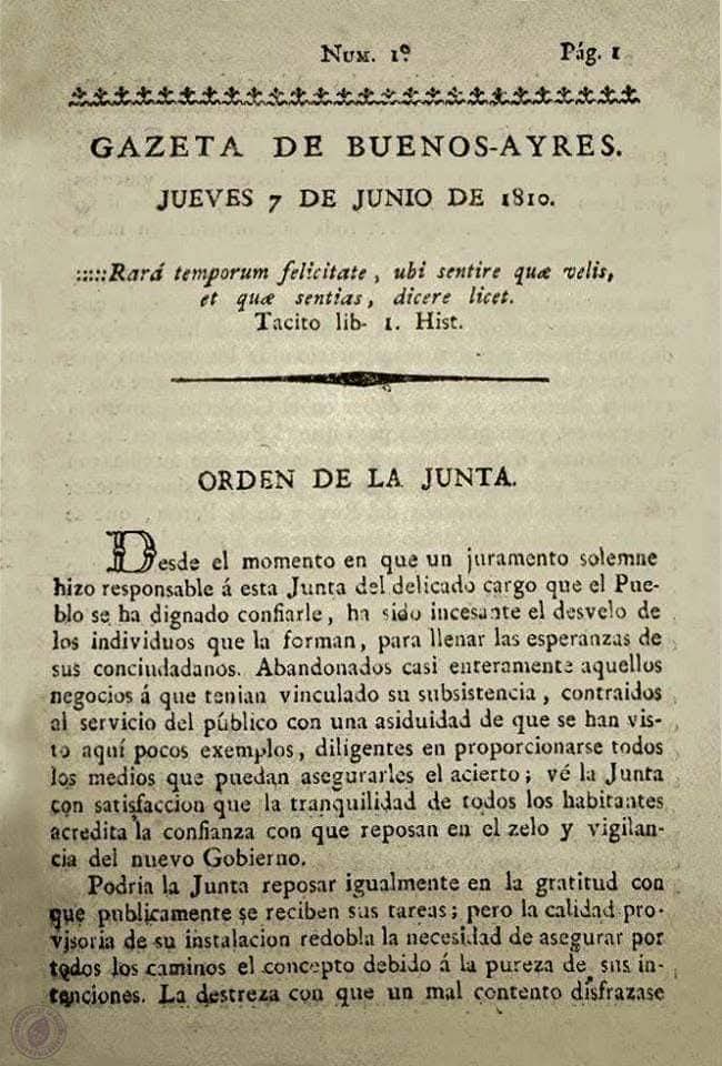 gabrielbertoli's tweet photo. #DiaDelPeriodista 
7/6/1810: #Moreno fundó "#Gazeta de Buenos Ayres", primer #periodico de la #Argentina independiente. Asi la #PrimeraJunta notificaba al público los actos oficiales y noticias. Sus primeros redactores fueron #MarianoMoreno, Manuel #Belgrano y Juan José #Castelli https://t.co/co8OfngYtP