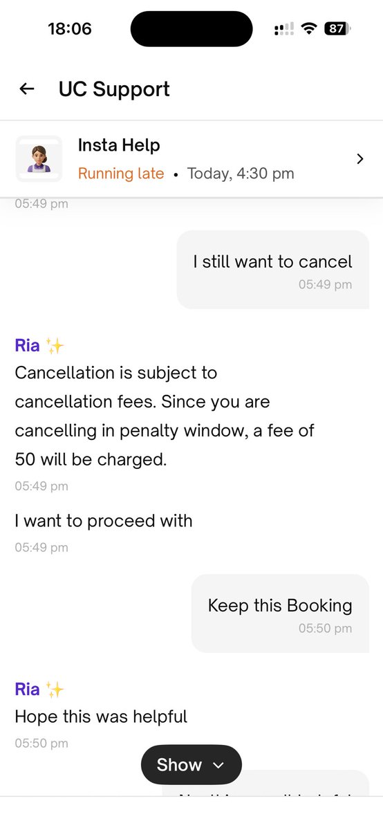 magrawal26's tweet photo. @urbancompany_UC 
I booked your service. Your helper is late. I want to cancel. Why should I pay cancellation fee. ???  
I think this is because payment is already made. ??? https://t.co/zqlw9jzBHM