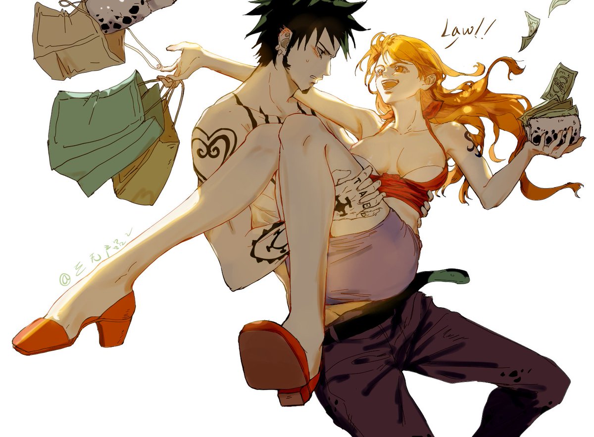 Nami_xx_xx's tweet photo. #ローナミ #lawnami #trafalgarlaw #nami #lawna 
“law！！！”
“那好像是我的钱包吧……？”
（被海军追赶的娜美正好落入罗怀中） https://t.co/NEkQkVxJsj