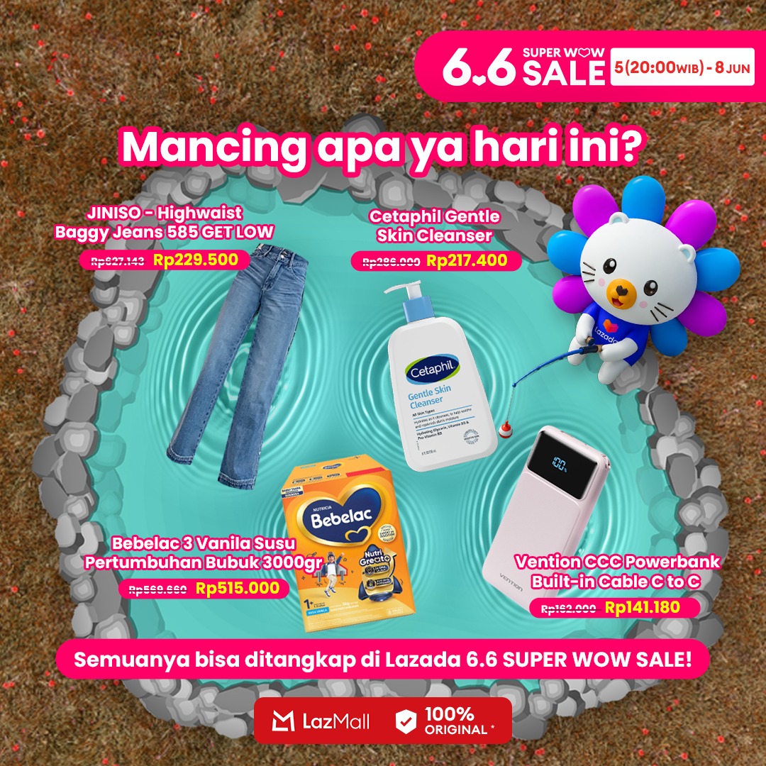 LazadaID's tweet photo. Kegiatan aku saat ini: Mancing buat Tangkap Promo Lazada di Lazada 6.6 Sale! Dapatkan Voucher Bonus s.d. 66 Juta + Crazy Brand Mega Offer s.d. 95% HINGGA 8 Juni 2026~