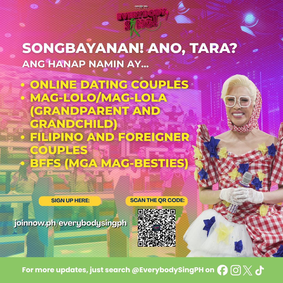 everybodysingph's tweet photo. Bet mo maging Songbayanan? join na!

just visit: https://t.co/z0kwchGI3m or scan the qr code! https://t.co/Mh2Aoi1r9F