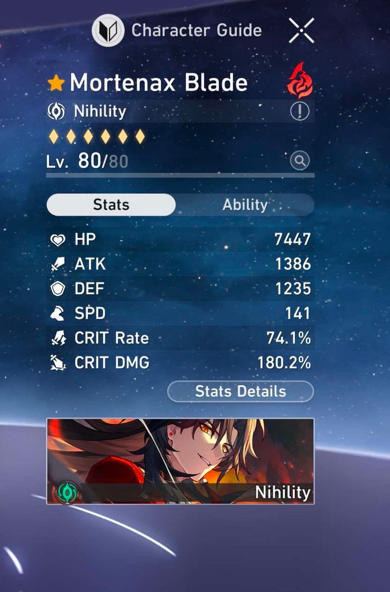 RBanerg's tweet photo. @dailybladesp Pretty much done with him. I use the Pioneer set because its what i prefarmed. Hit 98.7% CRate in battle. Its not really worth grinding the new set because its not really that much better for my build when I'm already rocking stats like these https://t.co/XtCyNjFQ6v