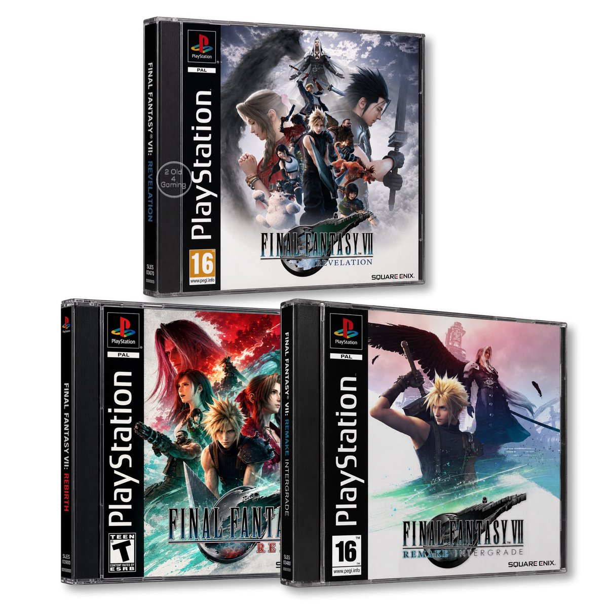 2_Old_4_Gaming's tweet photo. Ok, so I can produce these PS1 style game cases for the FF VII Remake trilogy. BUT… it would need to be in single disc PS1 cases because the dual disc cases are much more expensive. 

Would people still be interested in them? 

I could make a square version of the manuals for them too!