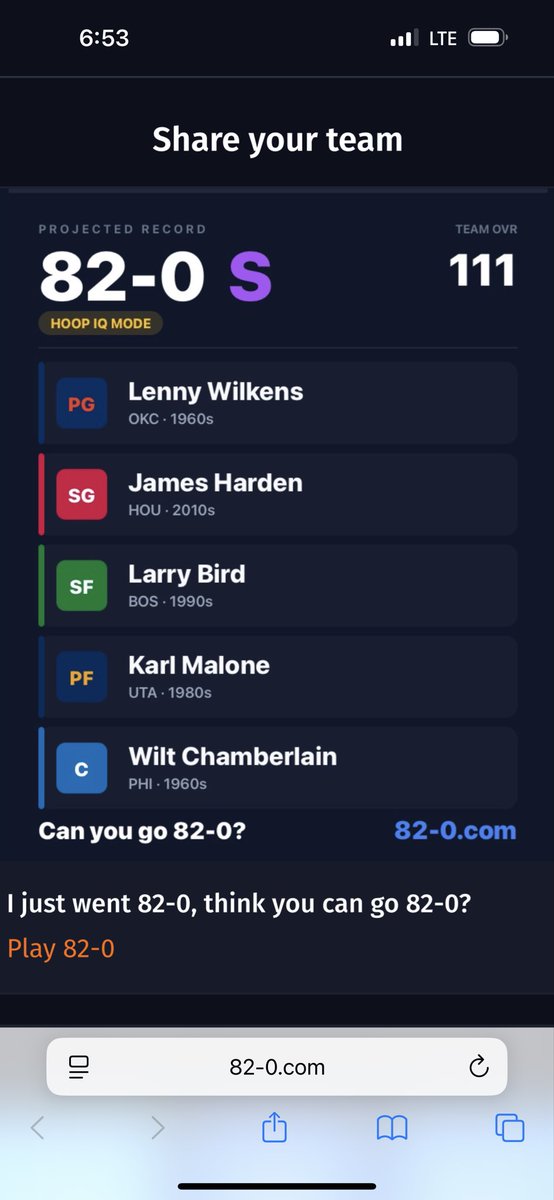 Obi1KeJoeBi's tweet photo. @JoshEberley @AndrewDBailey 

FINALLY (4 days later and probably close to 100 tries) 

You guys seen anyone do it without a Wilt? Seems impossible. I had a 80-2 team with 2000 lakers Shaq but that’s the closest I’ve got https://t.co/v6AMcCP1Vf