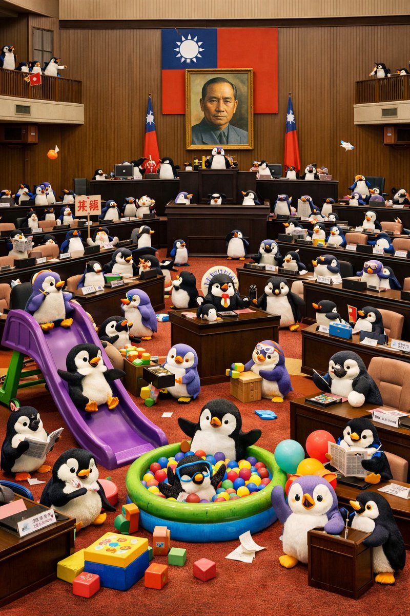 YaleChen2020's tweet photo. 八億養企鵝我可以
https://t.co/VQPVKe9WQF

#ai大pk

台灣立法院的議場內，充滿了各式各樣的企鵝在裡面遊玩

1. gemini
2. grok
3. copilot
4. claude https://t.co/F9jdLgeyHi