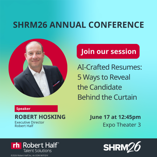 VirtuallyAndy's tweet photo. Resumes have never looked better—but are you seeing the real candidate? #SHRM26 is almost here! Don’t miss @RobertHalf’s session: AI-Crafted Resumes: 5 Ways to Reveal the Candidate Behind the Curtain. Learn more: https://t.co/5LglUXngVI https://t.co/Jb0C1jresf