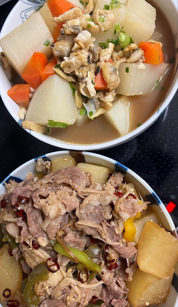Lococo6001's tweet photo. 大根とあさりの白だし煮🫧
大根と牛バラのすき焼き風煮🫧 https://t.co/bzJWEaJEMO
