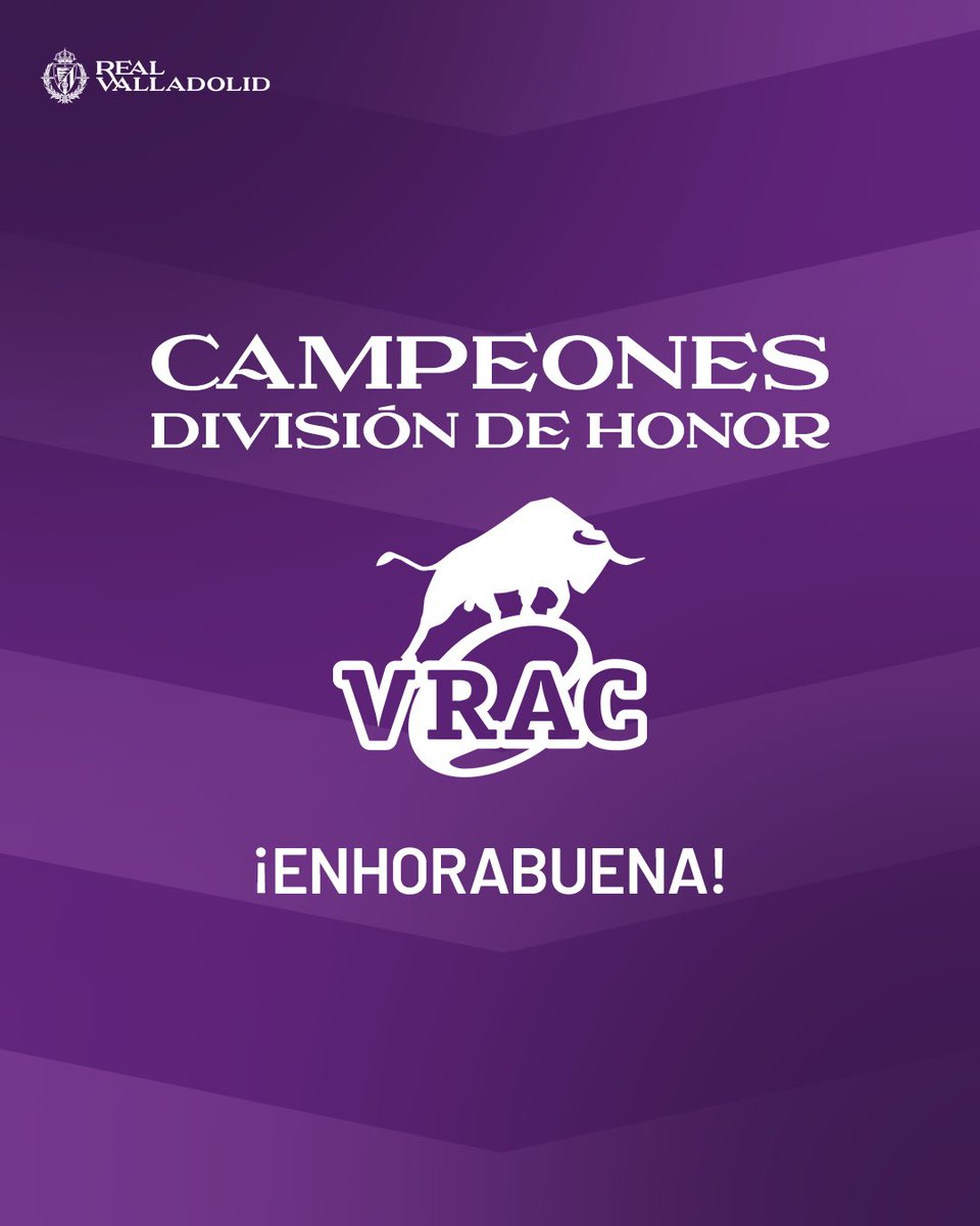 realvalladolid's tweet photo. 🏉 ¡Qué gran victoria del @VRAC para hacer que la liga se quede en Pucela!  ¡Enhorabuena!💪💜 https://t.co/XtTAobSQqq https://t.co/aeoA2vEMSD