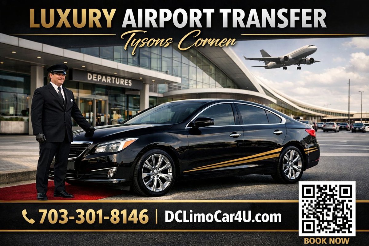 DclimoC's tweet photo. Skip the stress. Travel in style. Luxury airport transfers from Tysons Corner to DCA, IAD &amp; BWI. 📞 703‑301‑8146 | https://t.co/RFQvXMPi68 #AirportTransfer #LuxuryTravel #TysonsCornerLimo #DCLimoCar4U https://t.co/JzlhyEBYqU