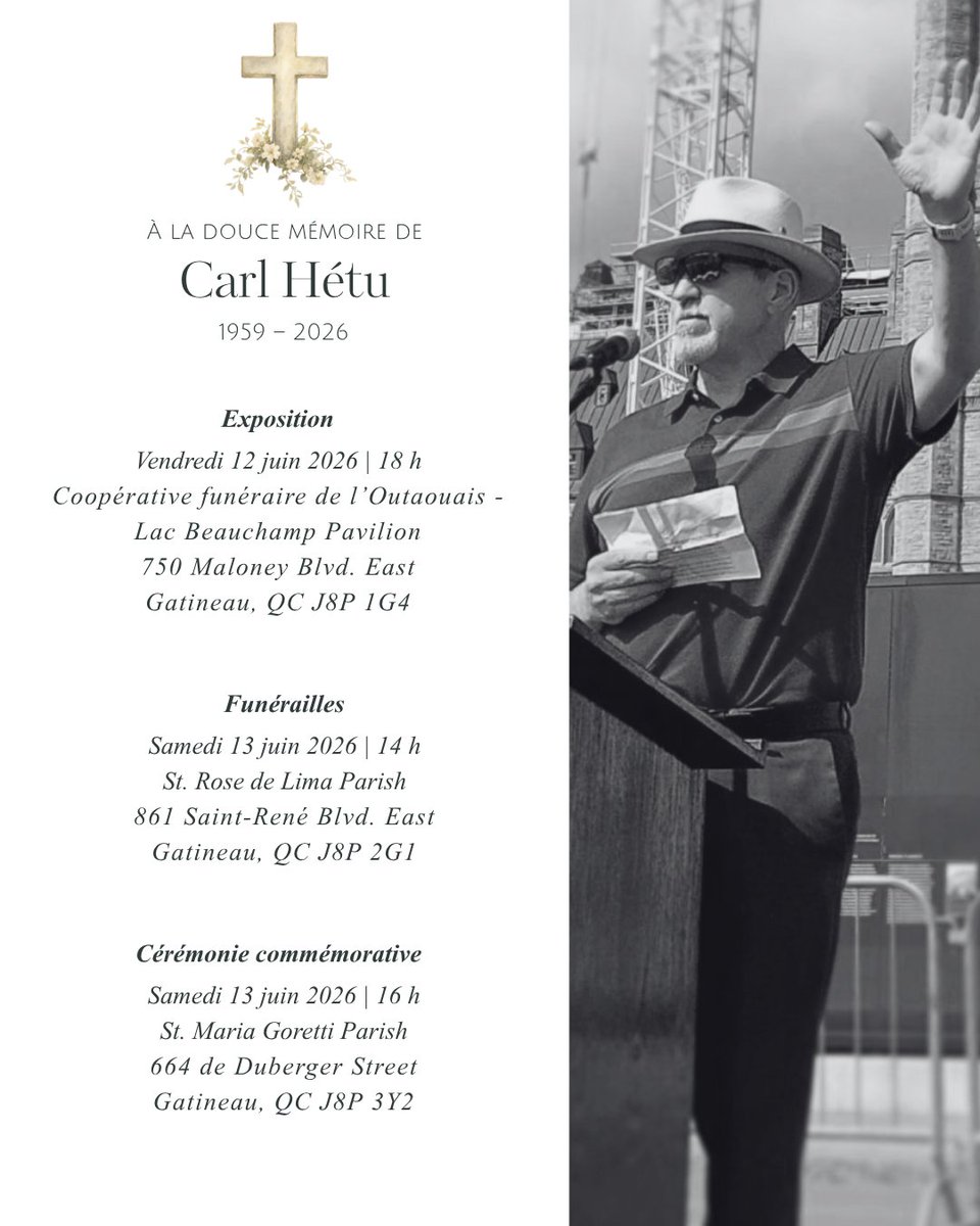 DevPaix's tweet photo. DPPC pleure la disparition de son directeur général, Carl Hétu, survenue le 27 mai 2026. 

La famille de M. Hétu, qui l’a entouré de son amour et de sa présence durant ses dernières heures, a communiqué les informations suivantes. 

Pour plus d'infos, visitez notre site web. https://t.co/4eXh4fIu3H