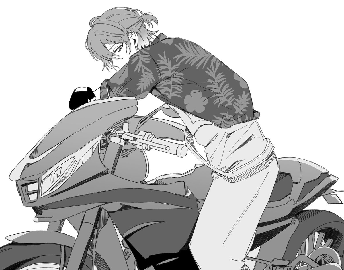 mido_main0's tweet photo. 昔描いた凪くんとバイクの絵 https://t.co/0DgneGxhPI