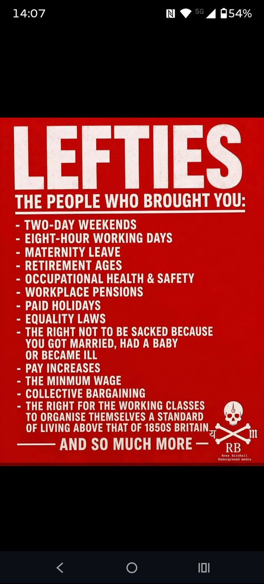 Jackson13105247's tweet photo. You could NEVER describe #ReformUK as lefties, or the @Conservatives for that matter. I'm proud to be labeled a #leftie because I'm #workingClass and I know who opposed EVERY right YOU enjoy in your workplace today, you guessed it, Reform & the #Tories. https://t.co/76If2p51vM