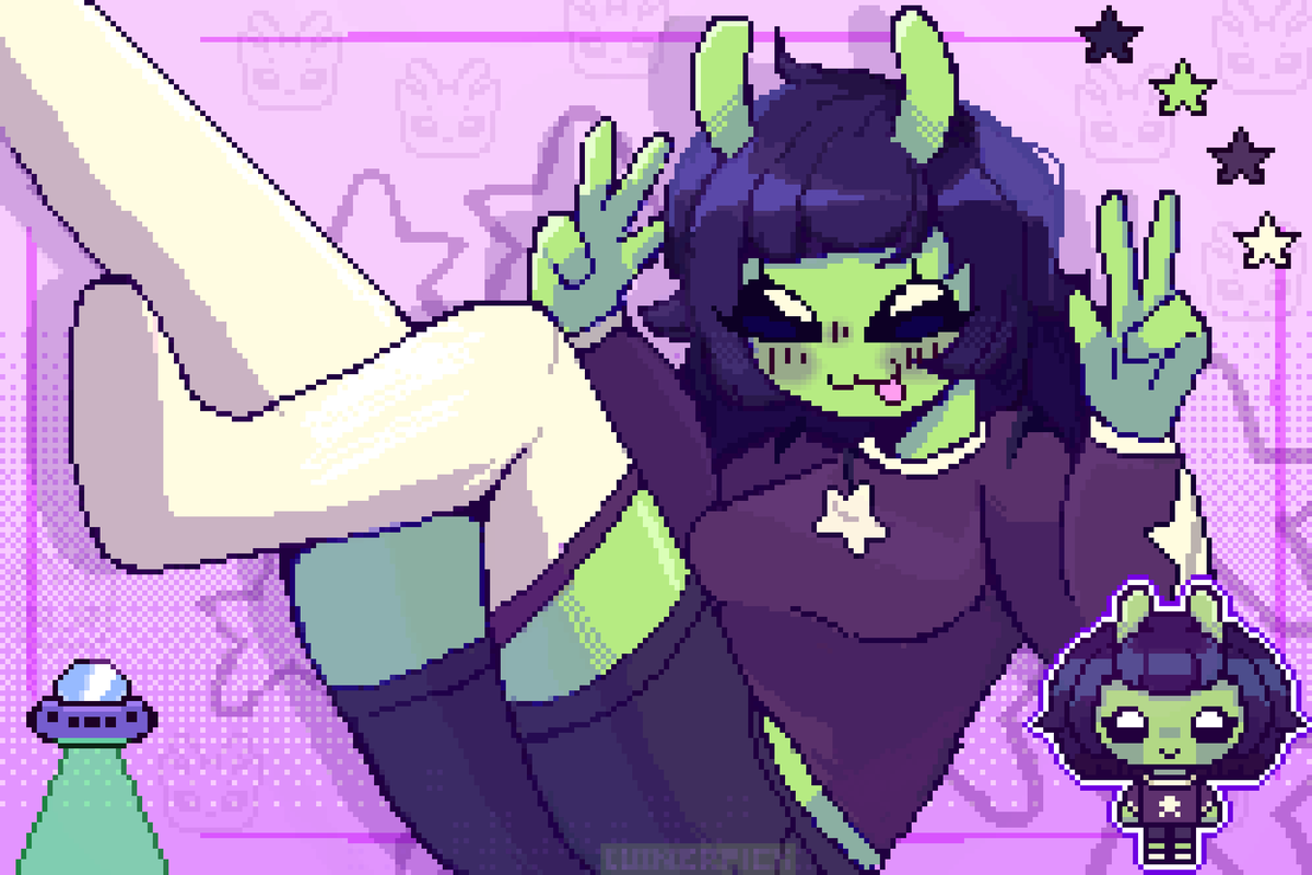 Luinerpick's tweet photo. Drawing of my alien OC Susie, it was about time✨

#pixelart #OCㅤㅤ https://t.co/RgiVYxQMnL