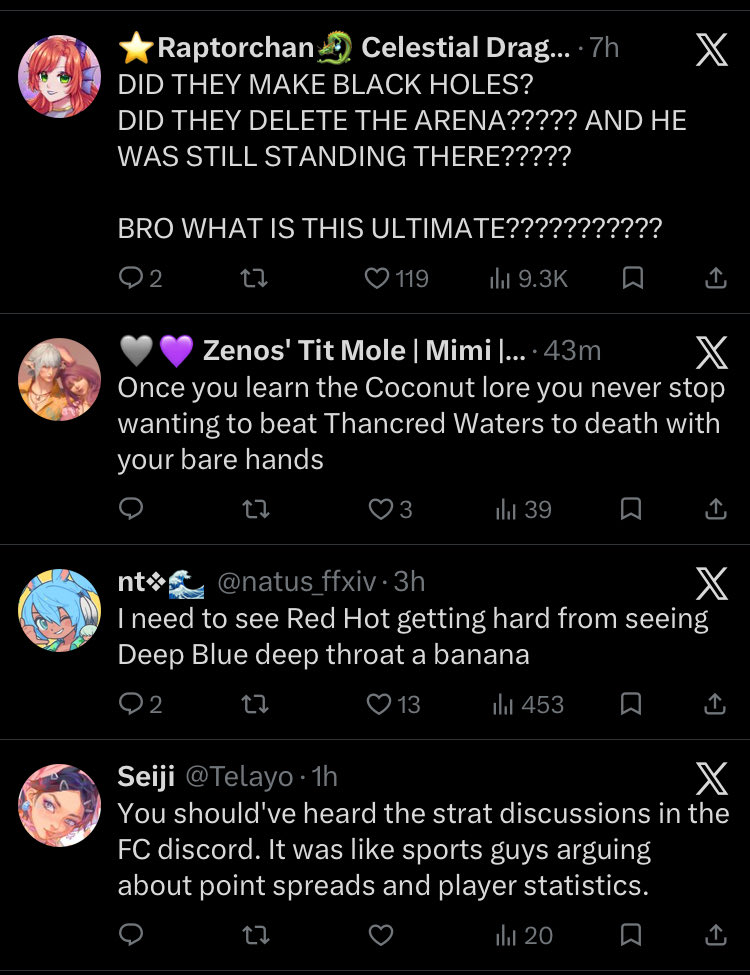 yinsanyun's tweet photo. 4 instances of whiplash, i love my ffxiv feed so much https://t.co/3fYR123gtx