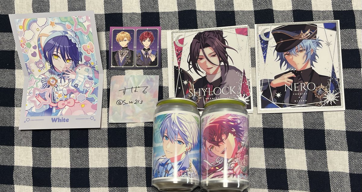 S_W213's tweet photo. 【交換】まほやく 魔法使いの約束 6.5周年 アニメイト

特典▶︎ホワイト
6周年クリア色紙▶︎シャイロック、ネロ
サントリー ラベル缶▶︎アーサー、カイン
ショコラクッキーシール▶︎ヒースクリフ＆クロエ

求）同種 ミスラ

ラベル缶は手渡しのみ（ステッカーのみ郵送可）
よろしくお願いします。 https://t.co/Zu3Wb7BN07