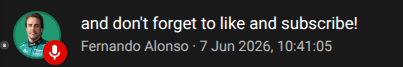 parhelicHEXAGON's tweet photo. BREAKING NEWS: Fernando Alonso is leaving  F1 and will now become a youtuber https://t.co/rbdLHenAKO