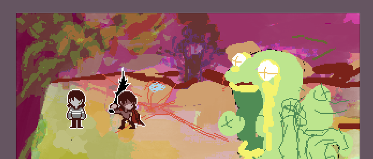 paledoptera's tweet photo. had a weird deltarune dream recently so i'm drawing it https://t.co/SQsEe7rNfn