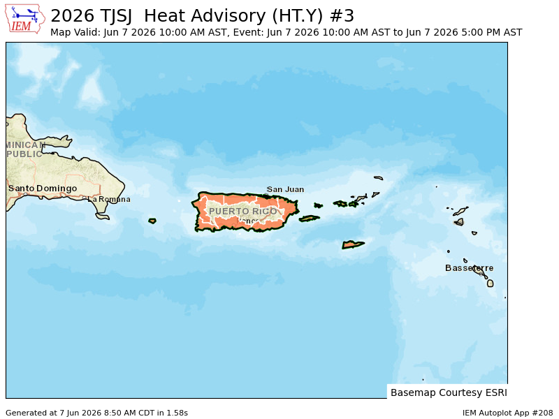 DopplerdePR's tweet photo. JSJ continues Heat Advisory till Jun 7, 5:00 PM AST https://t.co/K5snZjeGw9 https://t.co/diC9TlPygp
