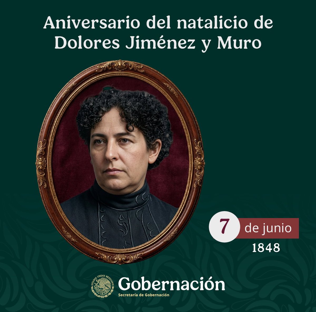 EFEMERIDESMX's tweet photo. #UnDíaComoHoy de 1848 nació Dolores Jiménez y Muro, impulsora de los derechos políticos de las mujeres y fundadora del Club Femenil Antirreeleccionista “Hijas de Cuauhtémoc”. En su honor, la #BanderaNacional se iza a toda asta. #Efemérides https://t.co/SaY6uqvXSZ