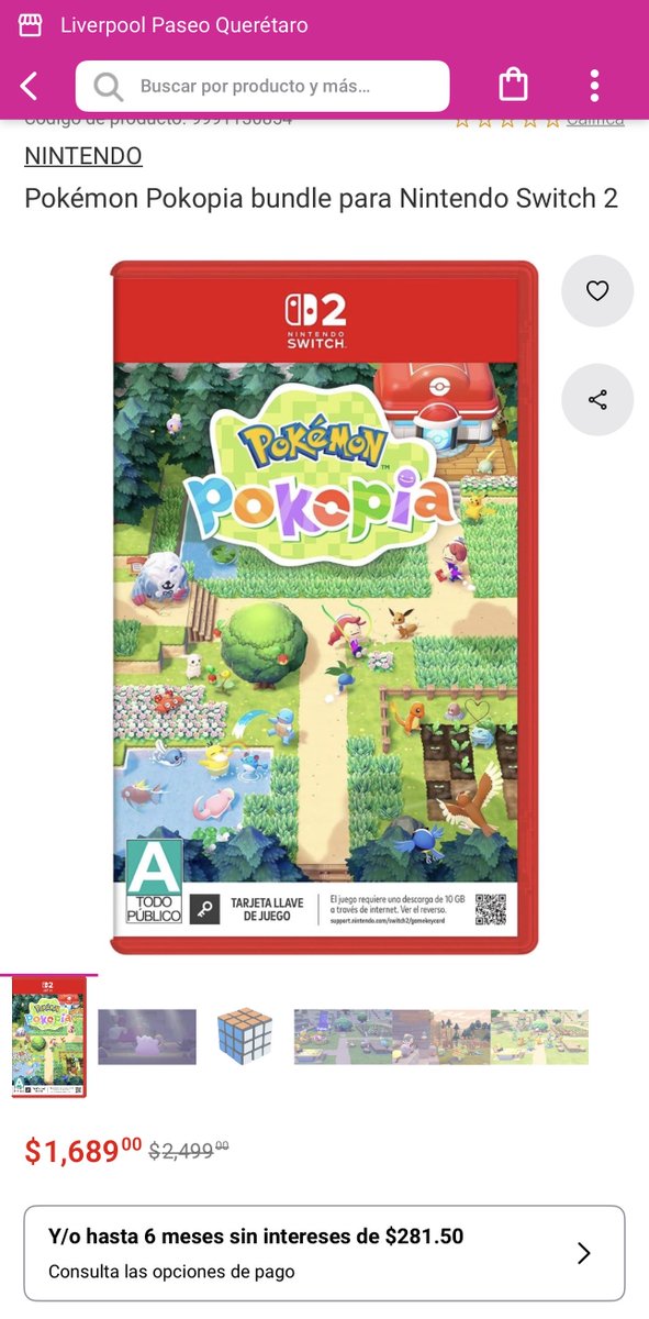 Jared_Westview's tweet photo. No mms @liverpoolmexico en ningún lado cuesta el juego originalmente $2.5k. Ojo aquí @Profeco que se nota como inflan los precios para justificar sus “descuentos” de su “venta nocturna”. https://t.co/oDB59FXVhb