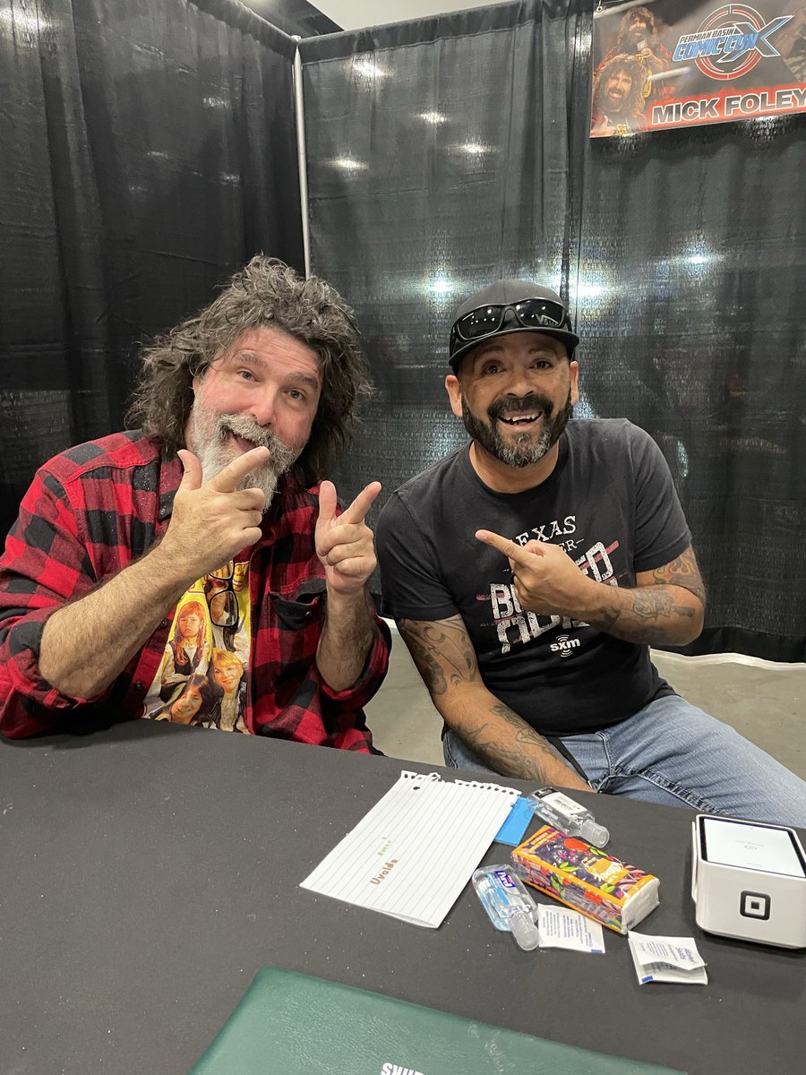 LostBassPlayer's tweet photo. Happy birthday Mick Foley!! I hope @The_MJF kicks you in the balls again!! That brings smiles to everyone’s face! @AEW @BustedOpenRadio #TexasChapter https://t.co/Hb3hzSpxyz