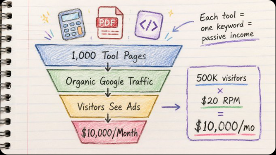 nosp321's tweet photo. An Easy Way to Make $10K/Month 

Completely Passive

And I’m not kidding

And all of this on those ugly websites nobody talks about

You’ve used them hundreds of times:
PDF to JPG, GST calculator, JSON formatter, Word counter

The author of the article showed how, in 2026, a single master prompt + 11 AI agents build such a website completely automatically.

The 11 agents do everything:
• Find 2,000+ tool ideas
• Analyze weaknesses in Google
• Build a site architecture for 1,000+ pages
• Write SEO metadata, articles, and internal links
• Generate working code (Next.js + Go)
• Plan monetization based on RPM (financial tools yield $30–60)

No code. No team.
Evergreen traffic + AdSense.

95% will read this and keep looking for “viral” ideas

5% will launch 11 agents, build their first MVP in a week, and reach $10k+/month in passive income within 12 months