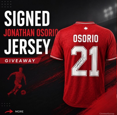ContestsScoop's tweet photo. A signed Jonathan Osorio jersey could be heading to one lucky soccer fan! ⚽🇨🇦 If you've followed his journey with Team Canada, this is a pretty cool piece of memorabilia to add to your collection. 🏆👕

👉 👉 https://t.co/xz6Q7GeFQW

Good luck! 🍀💙

#ContestScoop https://t.co/4WdD3M5v2c