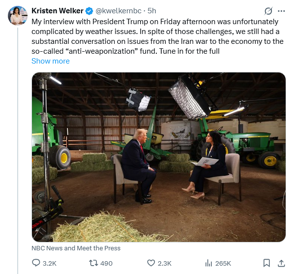 DavidDansker's tweet photo. @ChiefEngineerCE @kwelkernbc @NBCNews @MeetThePress Now, if someone like Chief Engineer were to interview President Trump I'd tune in for it.  But for these legacy tilts, I wait for sound bites to drop from reputable sources. https://t.co/Kpnb5EUZtu
