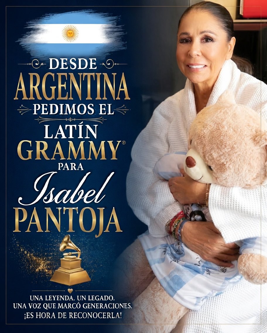 alespaccavento's tweet photo. Más de 50 años de carrera, un Legado musical imborrable y una voz única en el mundo. Argentina y el Mundo se unen al pedido del #GrammyExcelenciaPantoja para Isabel
Pantoja Martin@LatinGRAMMYs
@RecordingAcad https://t.co/jsN3j3Fvd5